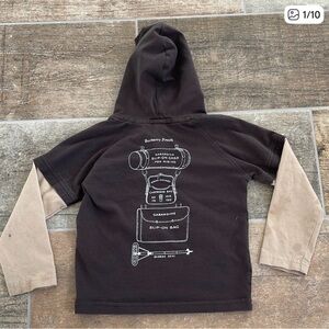 Burberry Kids Brown and Tan Hoodie Shirt Boys Size 3 Made in Peru